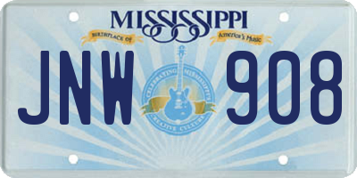 MS license plate JNW908
