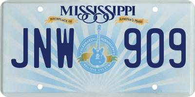 MS license plate JNW909