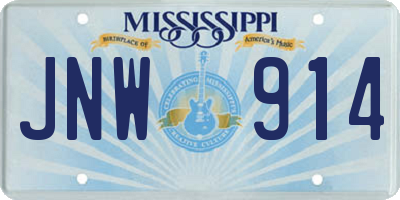 MS license plate JNW914