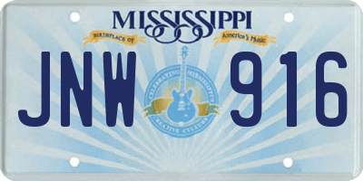 MS license plate JNW916