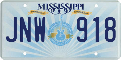 MS license plate JNW918