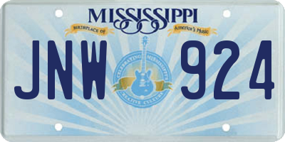 MS license plate JNW924
