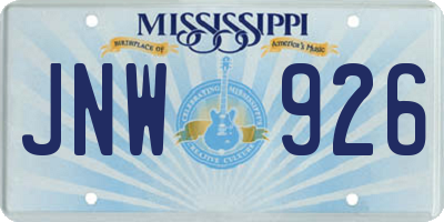 MS license plate JNW926