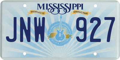 MS license plate JNW927