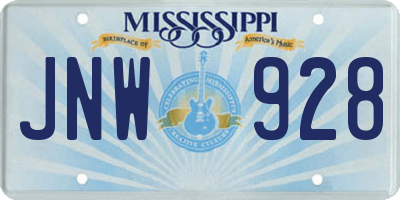 MS license plate JNW928