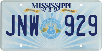 MS license plate JNW929