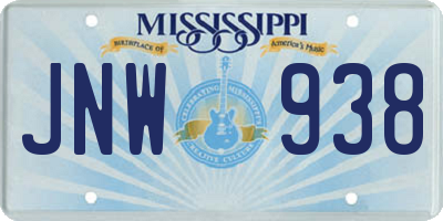 MS license plate JNW938