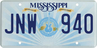 MS license plate JNW940