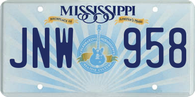 MS license plate JNW958