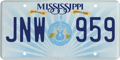 MS license plate JNW959