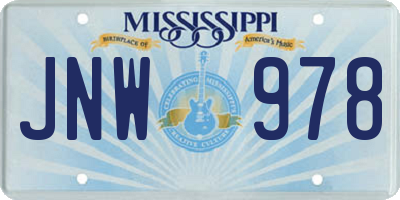 MS license plate JNW978