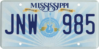 MS license plate JNW985