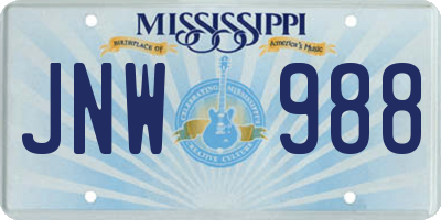 MS license plate JNW988