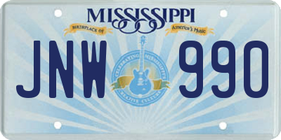 MS license plate JNW990
