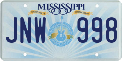 MS license plate JNW998