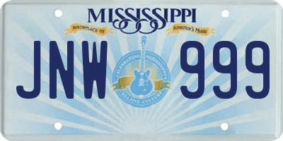 MS license plate JNW999