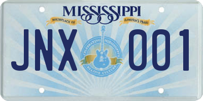 MS license plate JNX001