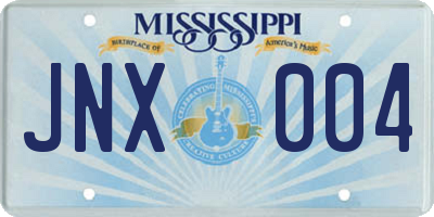 MS license plate JNX004