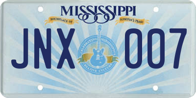 MS license plate JNX007