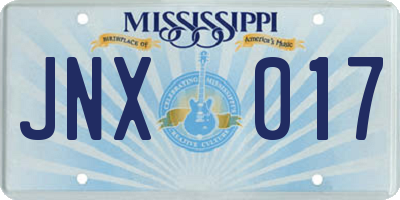 MS license plate JNX017