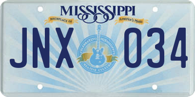 MS license plate JNX034