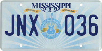 MS license plate JNX036