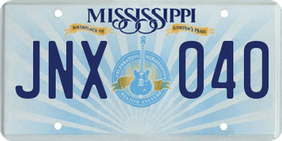 MS license plate JNX040