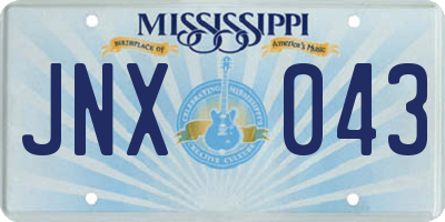 MS license plate JNX043
