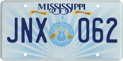MS license plate JNX062