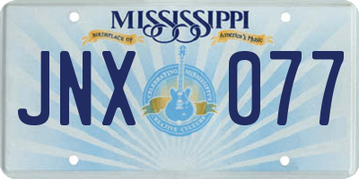 MS license plate JNX077