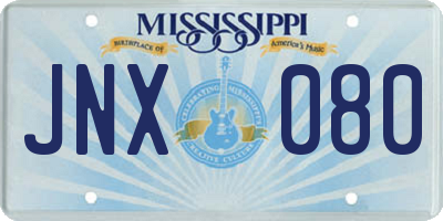 MS license plate JNX080
