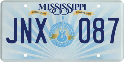 MS license plate JNX087