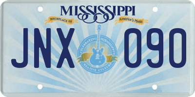 MS license plate JNX090