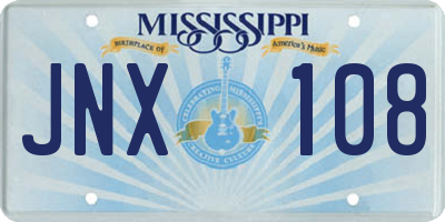 MS license plate JNX108
