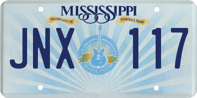 MS license plate JNX117