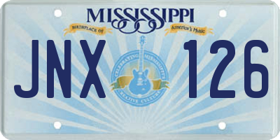 MS license plate JNX126