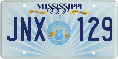 MS license plate JNX129