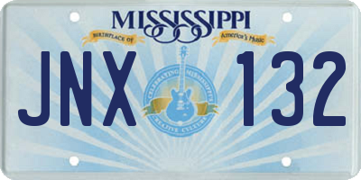 MS license plate JNX132