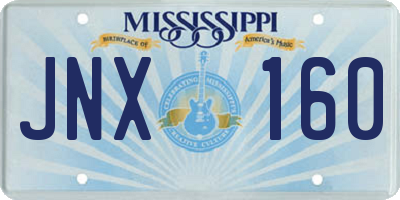 MS license plate JNX160