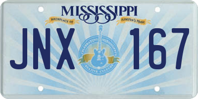 MS license plate JNX167