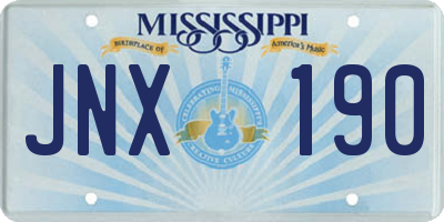 MS license plate JNX190