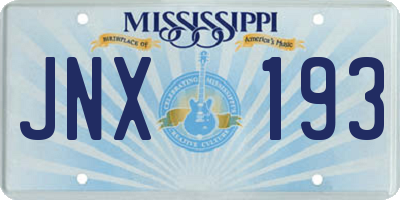 MS license plate JNX193