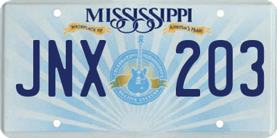 MS license plate JNX203
