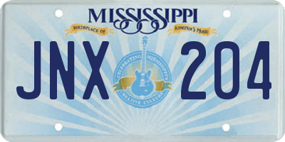 MS license plate JNX204