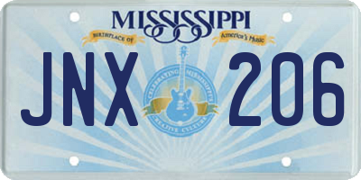 MS license plate JNX206