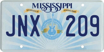 MS license plate JNX209