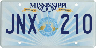 MS license plate JNX210
