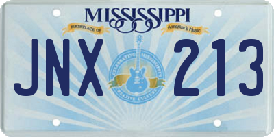 MS license plate JNX213