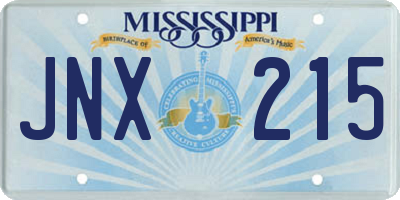 MS license plate JNX215