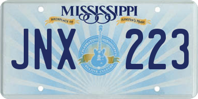 MS license plate JNX223